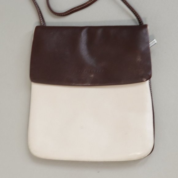 Luis Esteve Crossbody Handbag Womens Small Cream Brown Leather Lined Pockets - Picture 2 of 11